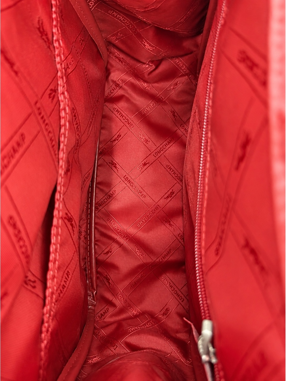 Longchamp Le Roseau Vintage Red Leather Top Handle Tote Bamboo Clasp | Pre-Loved - Picture 4 of 8